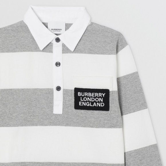Burberry Tops - Burberry Long-sleeve Striped Cotton Polo Shirt